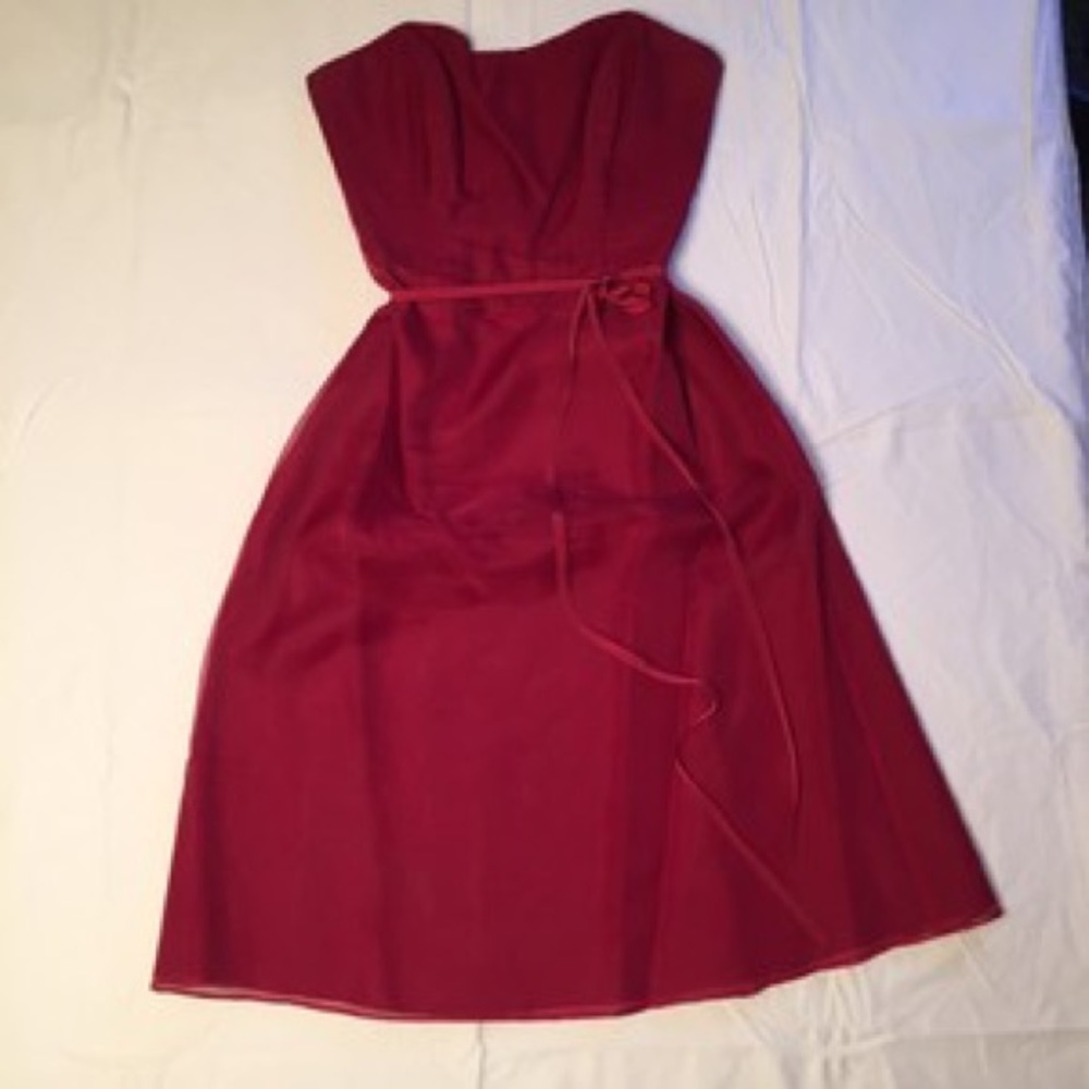Nicole Miller Red Strapless Evening Cocktail Dress